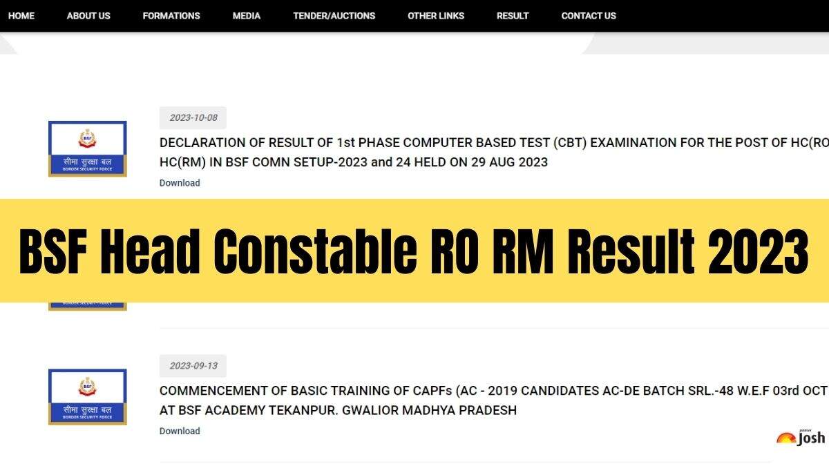 Get the direct link to download BSF RO RM Ministerial Result 2023 here.