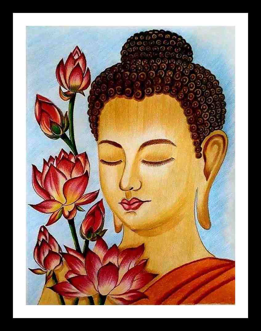 #buddhaacrylicpainting #lotusart #roundcanvasart (1)