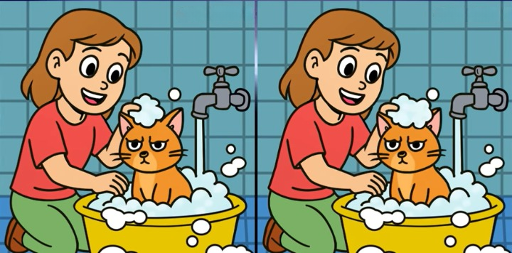 girlbathingcat