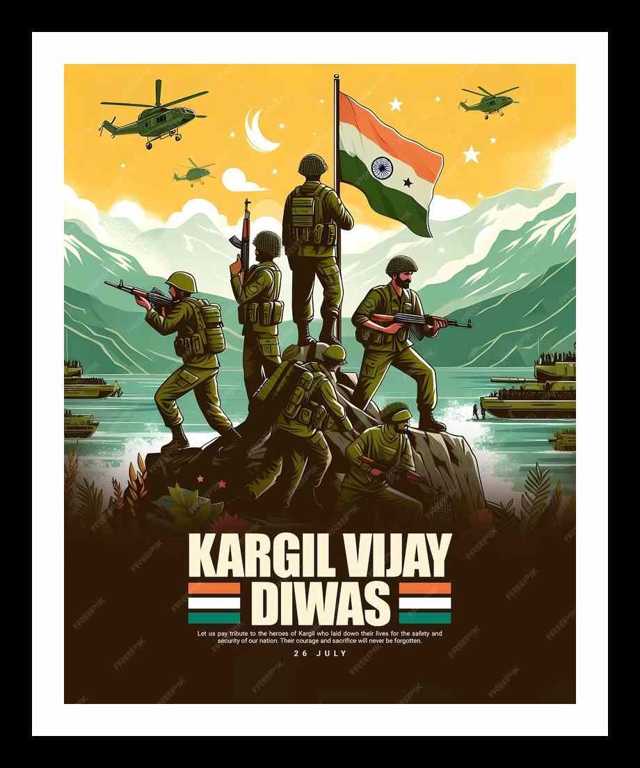 Kargil Vijay Diwas 26th July India Celebration Social Media Post Template Banner _ Premium AI-generated PSD