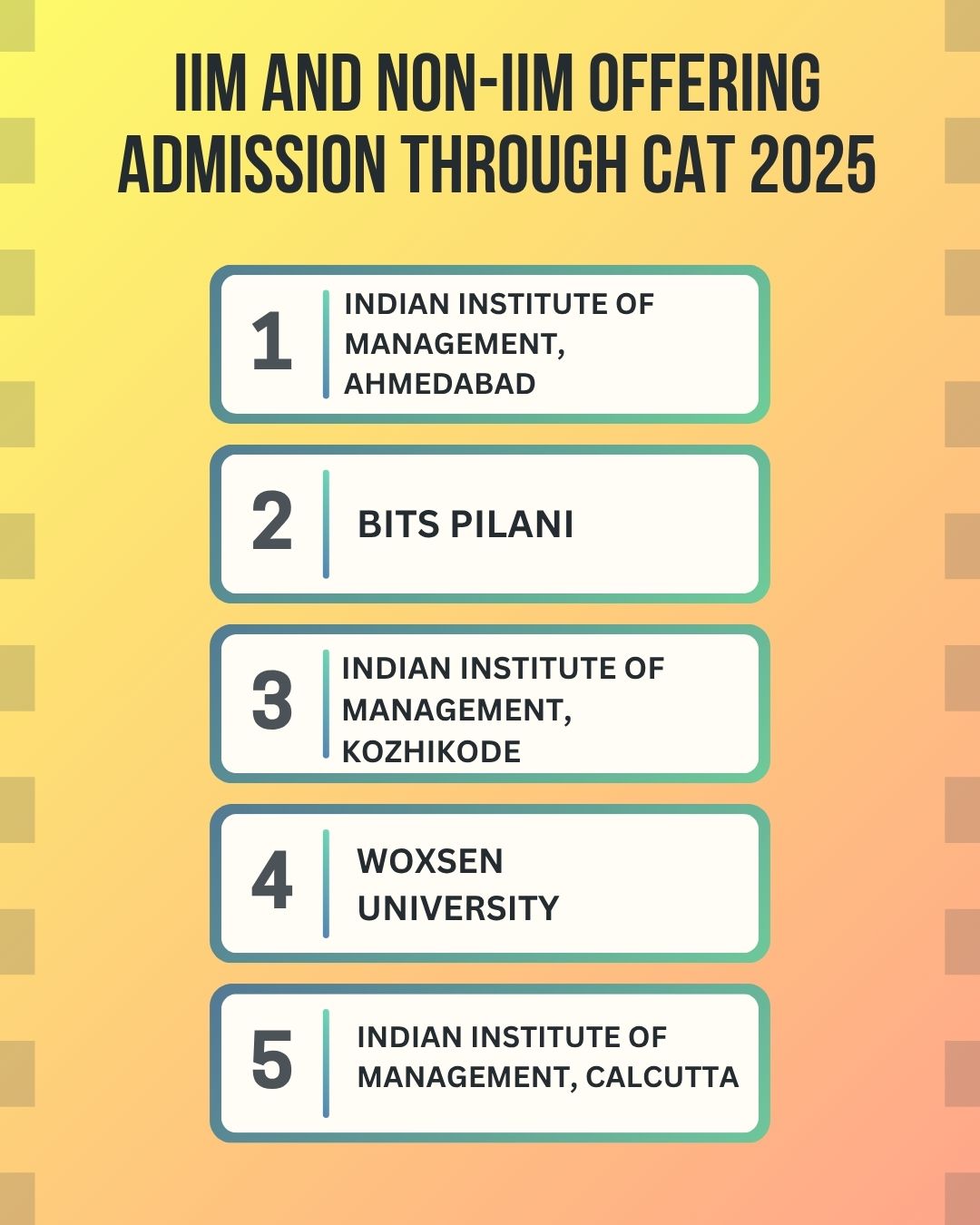 IIM and Non-IIM Offering Admission through CAT 2025