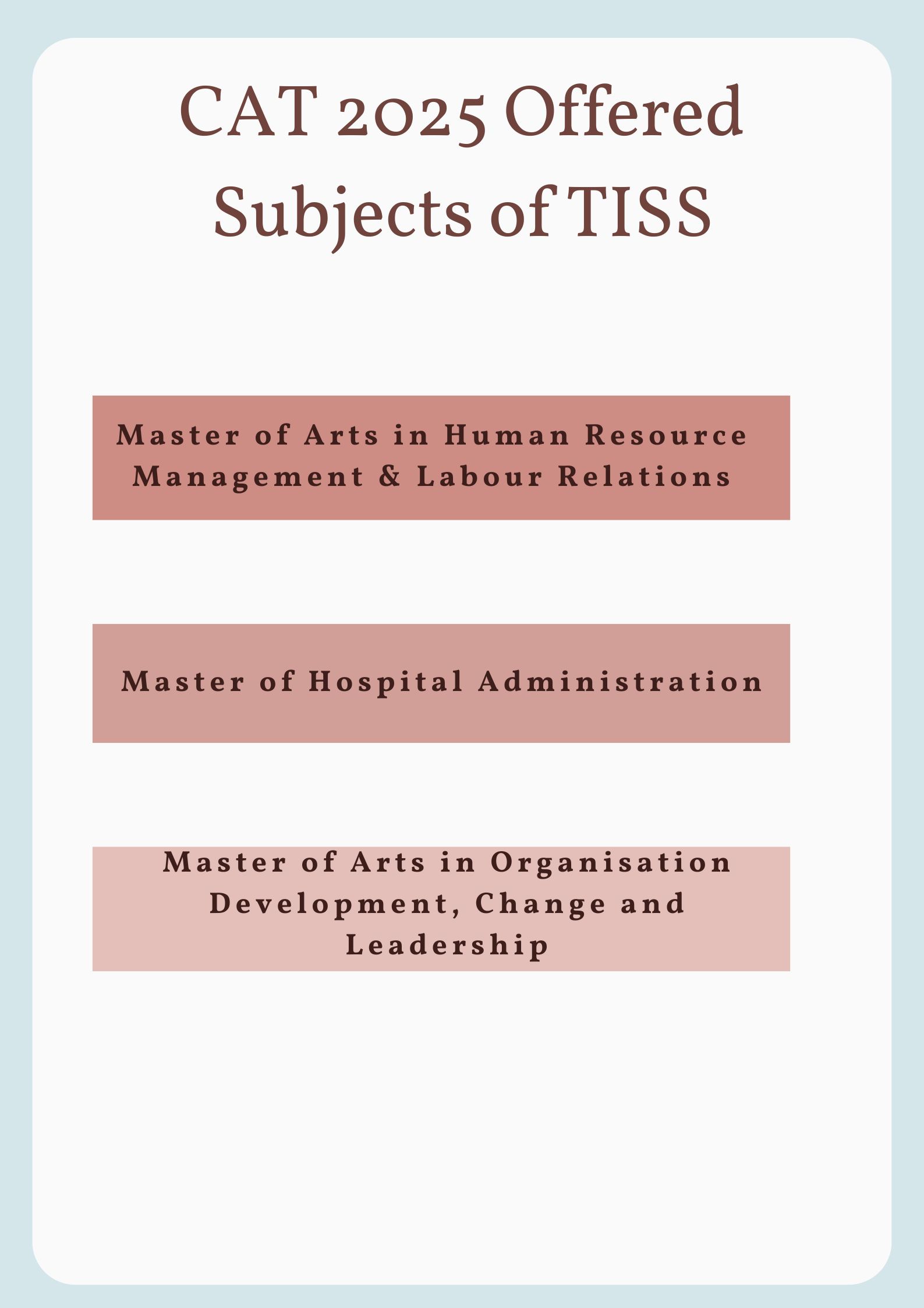 CAT 2025 Offered Subjects of TISS