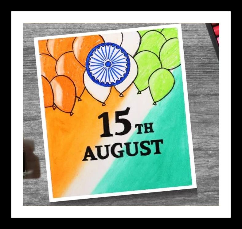 Independence Day drawing - oil pastels