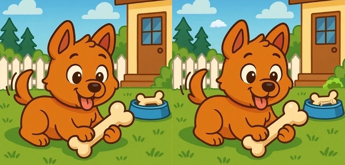 spot 3 differences puppy