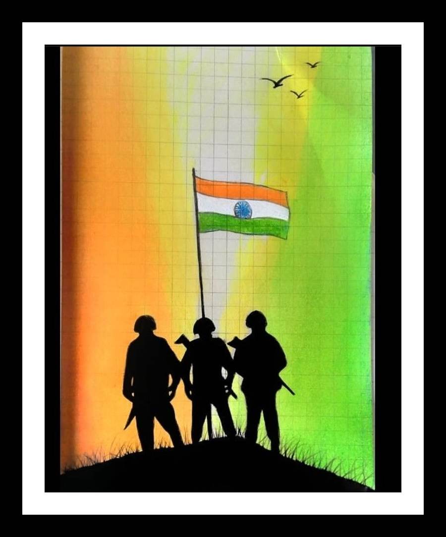 Independent day drawing, India drawing