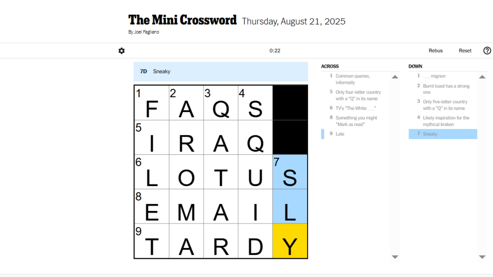 NYT Mini Answers
