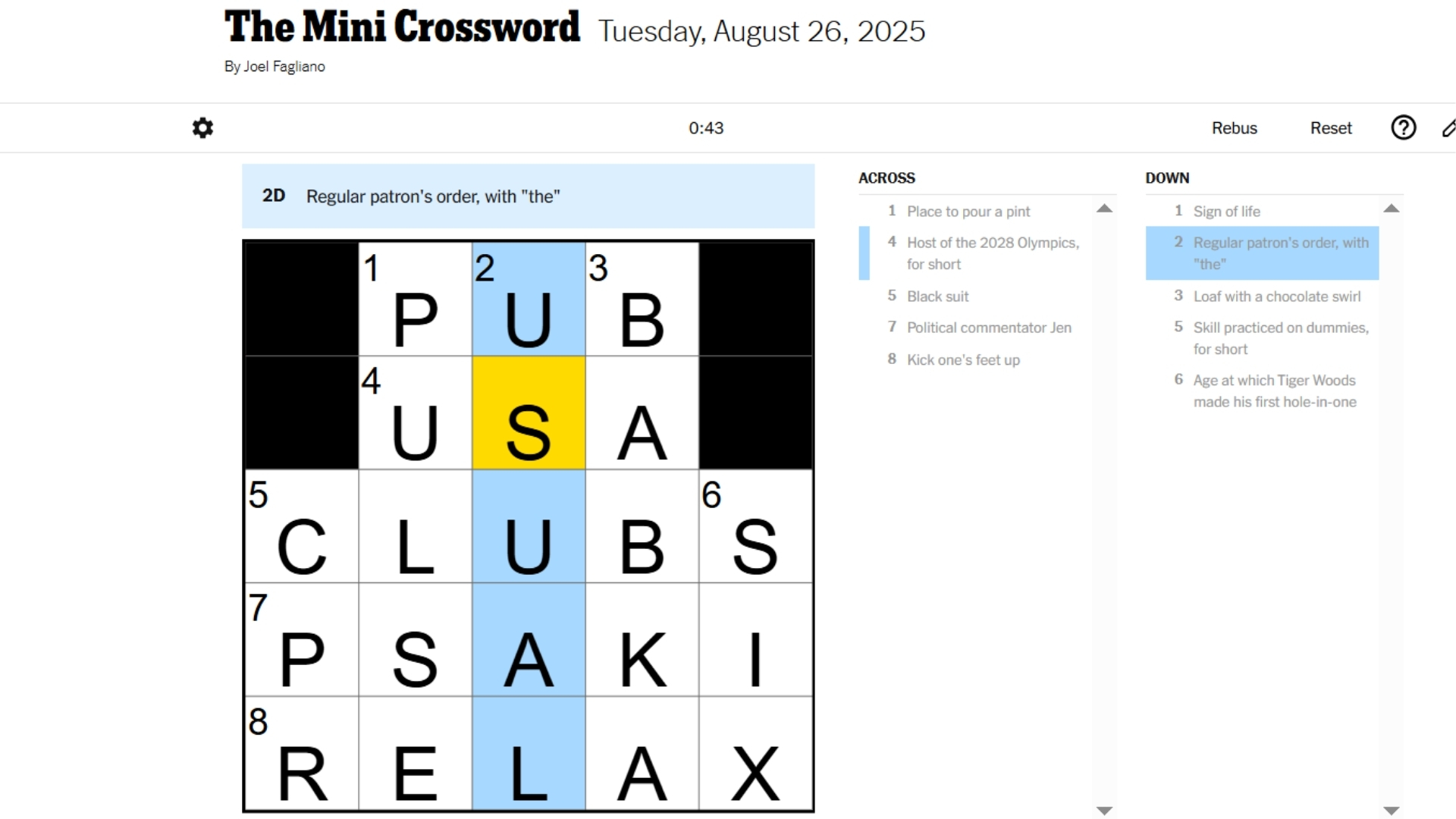 NYT Mini Answer 26