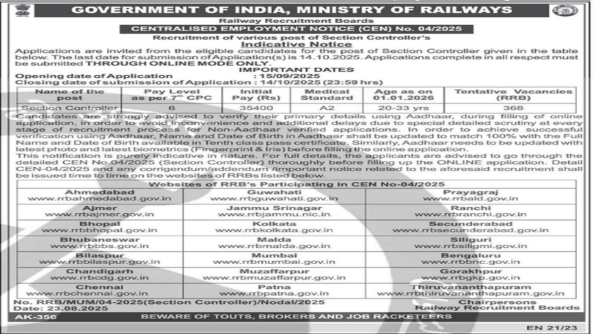 RRB Section Controller