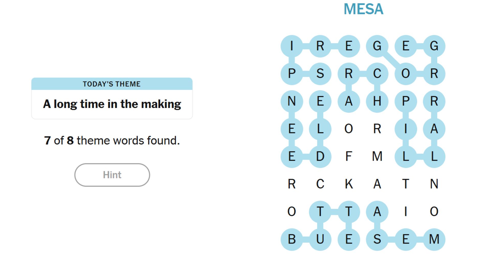 7 Theme Words are found.