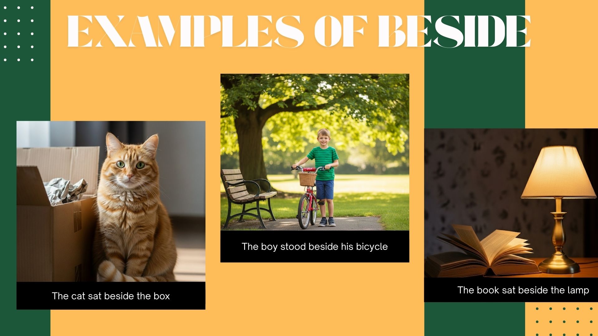 The boy stood beside his bicycle