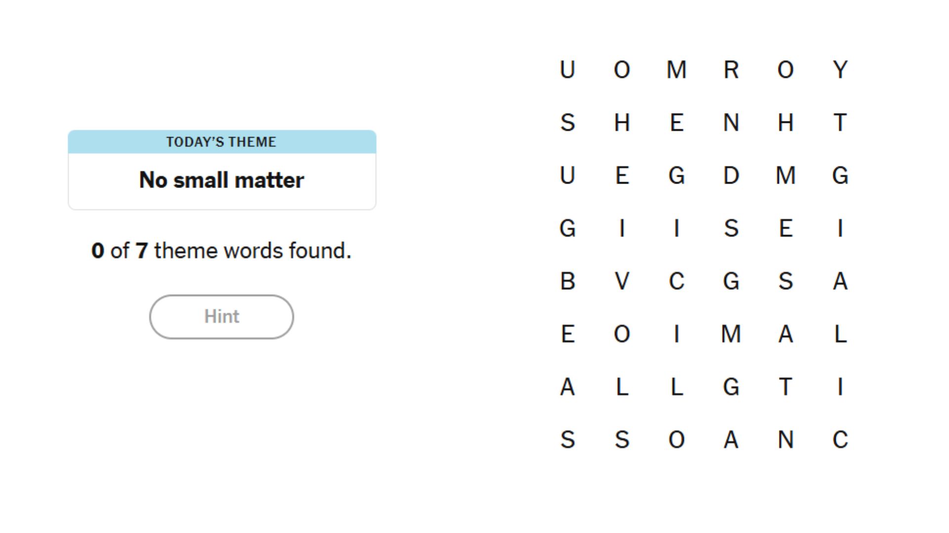 No Small Matter Theme