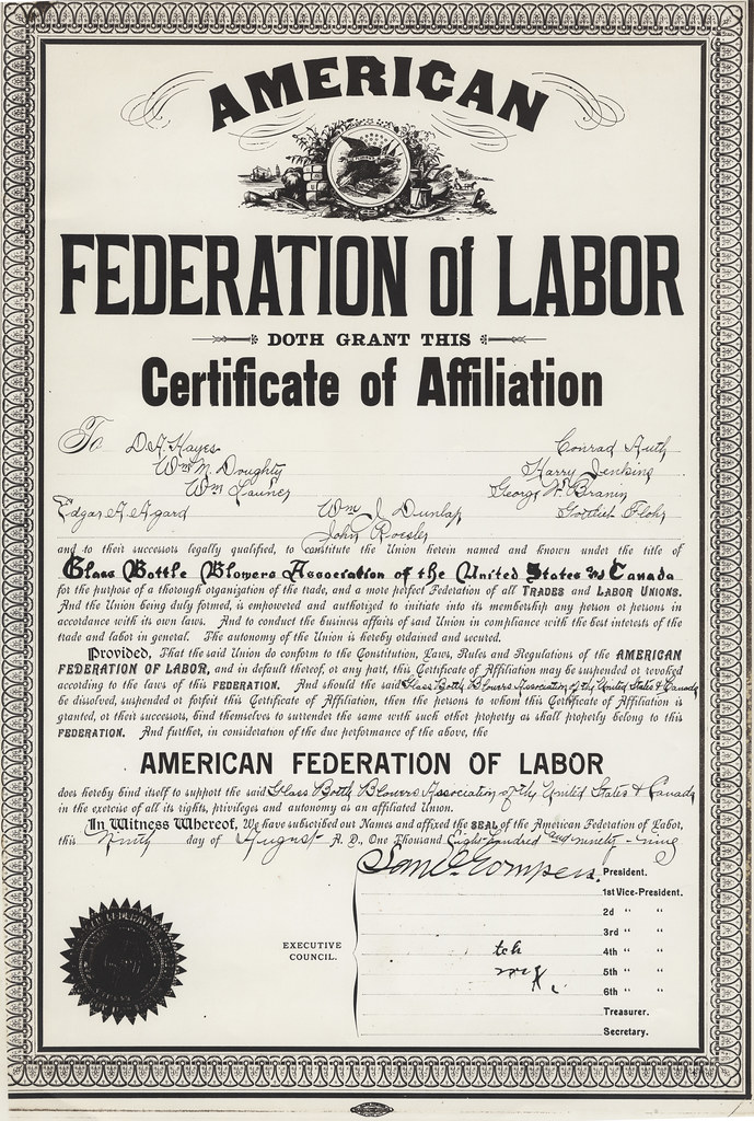 American Federation of Labor Certificate