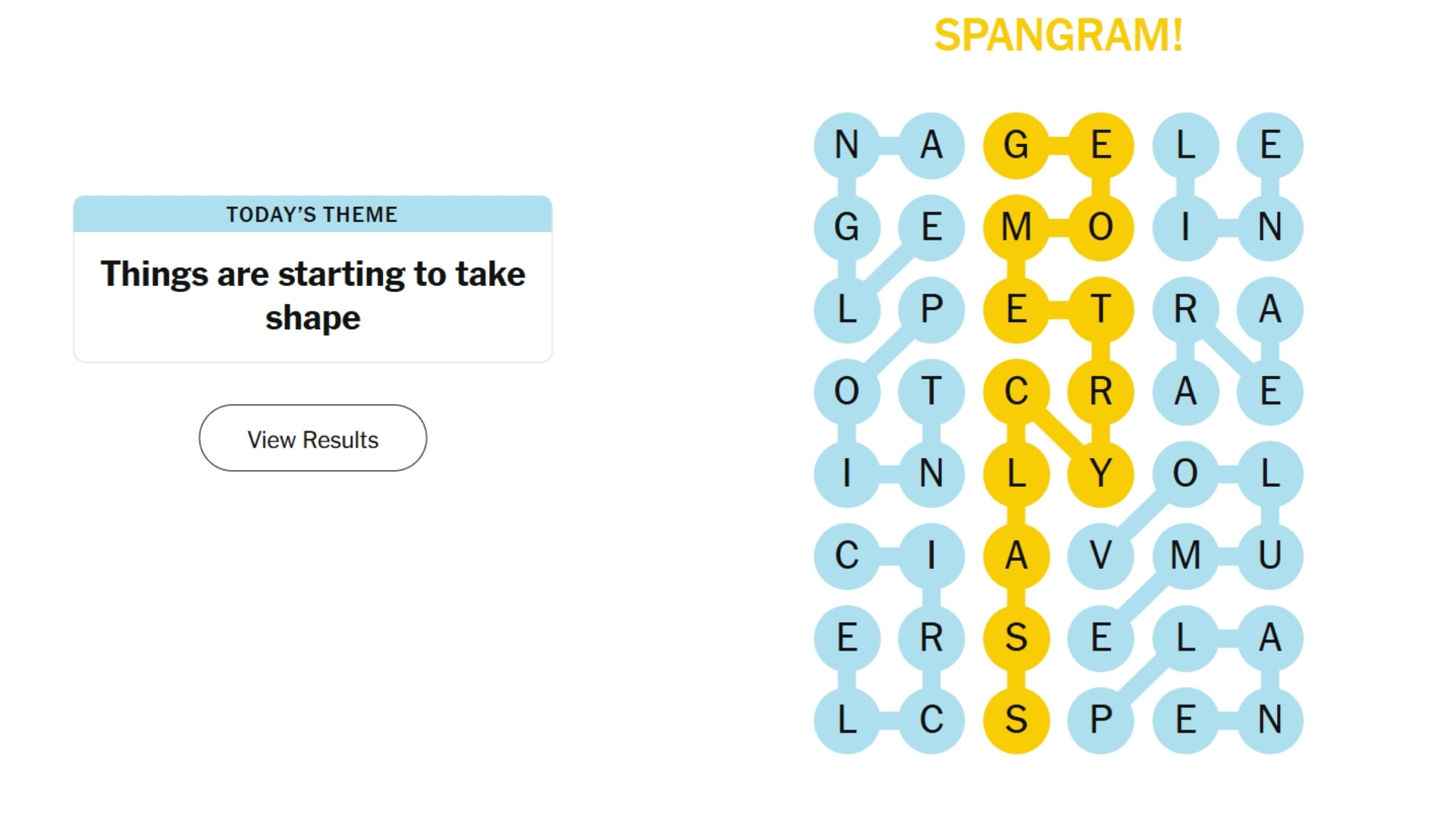Spangram: Things are Starting to Take Shape