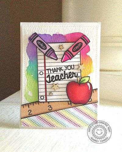 Watercolored Thank You Teacher card with Audrey