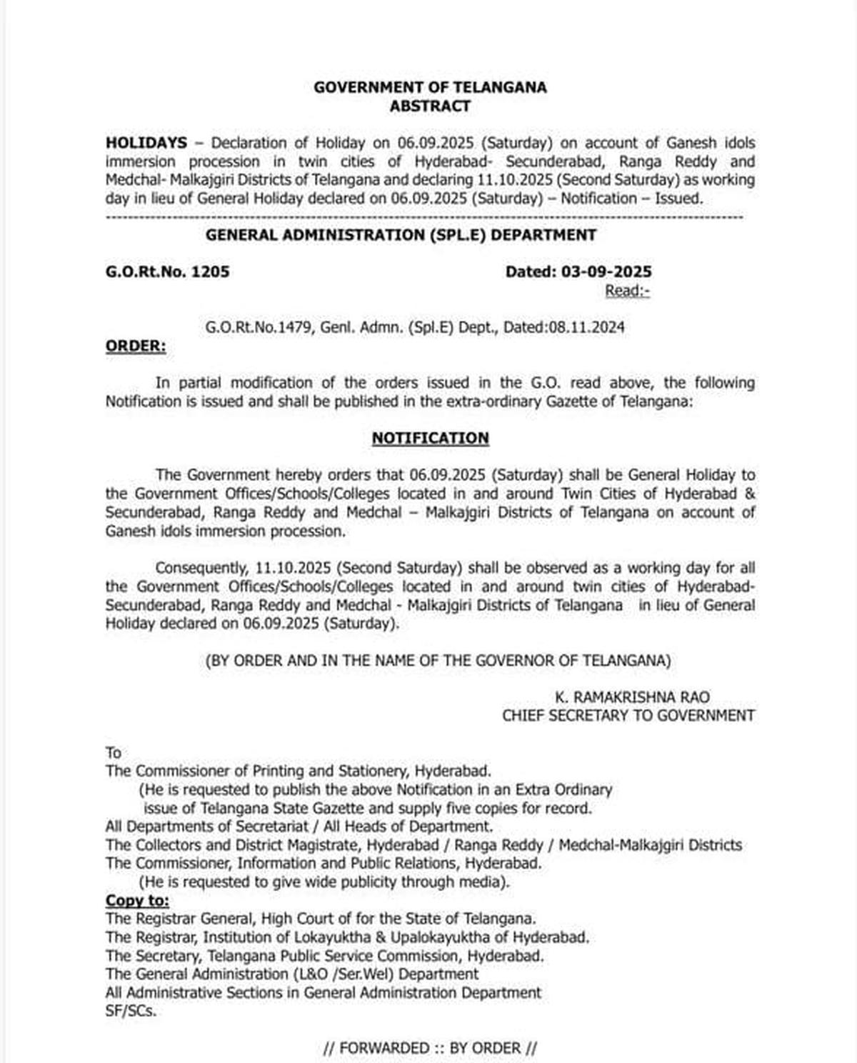 Holiday on September 6