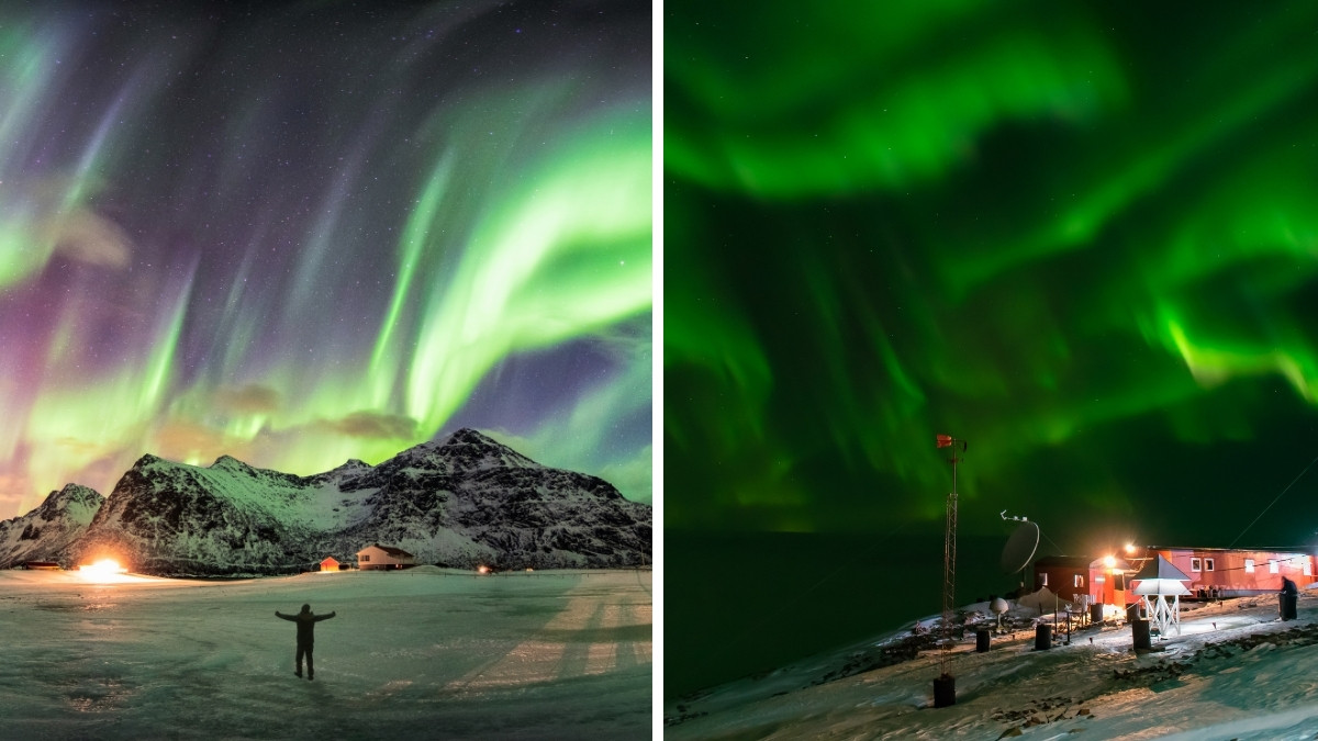 northern lights and southern lights