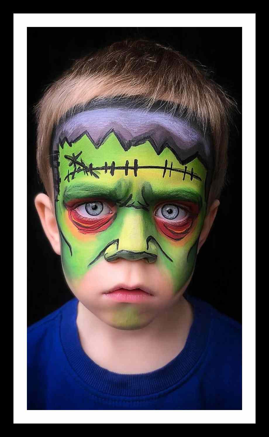 Cute Frankenstein Face Painting for Kids This Halloween