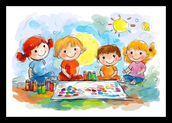 Colorful picture with happy kids _ Premium AI-generated image