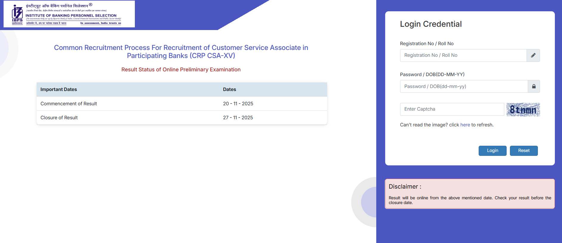 IBPS Prelims Result 2025 Out