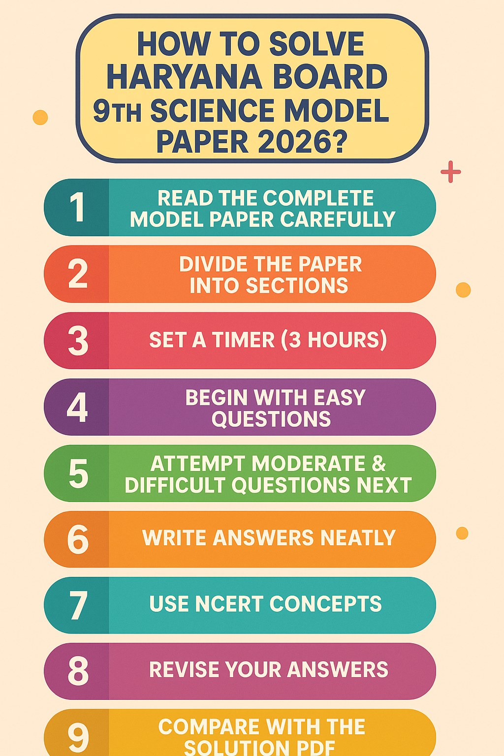 Haryana Board 9th Science Model Paper 2026
