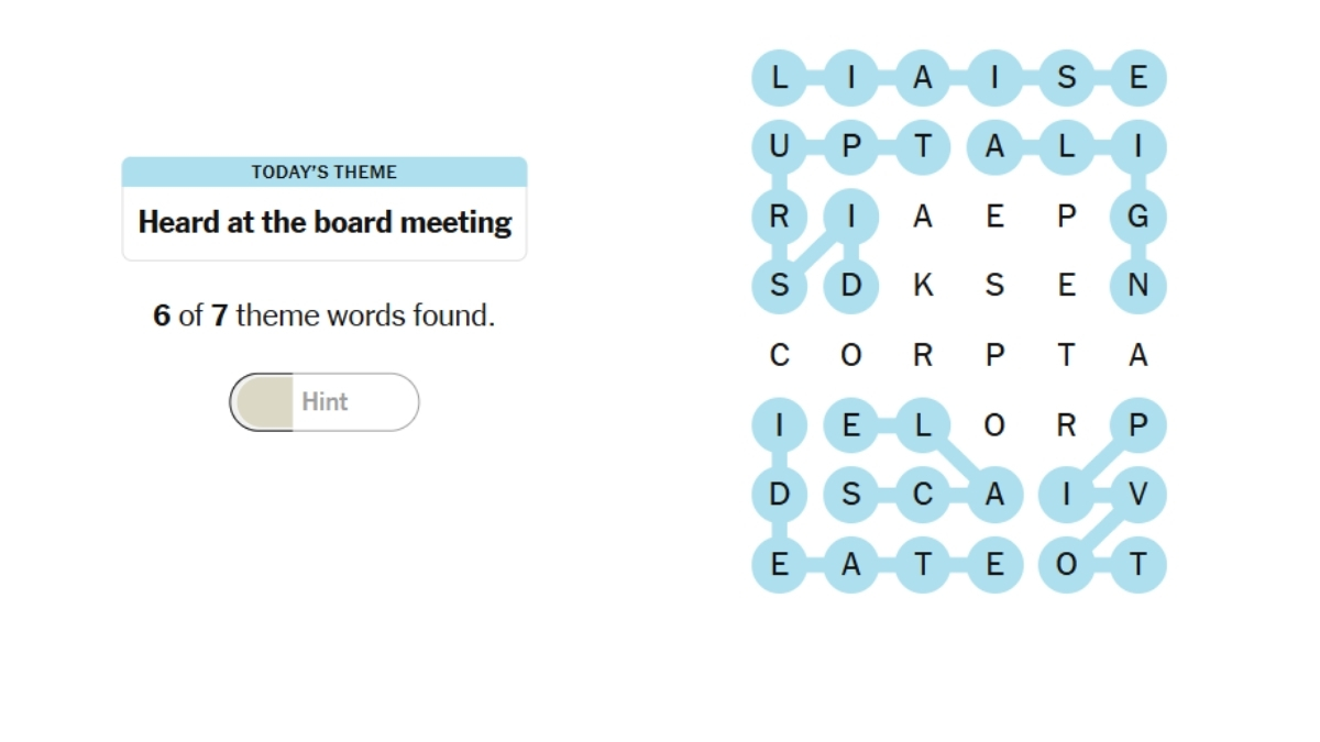 NYT Strands November 21, 2025 Heard at the Board Meeting 