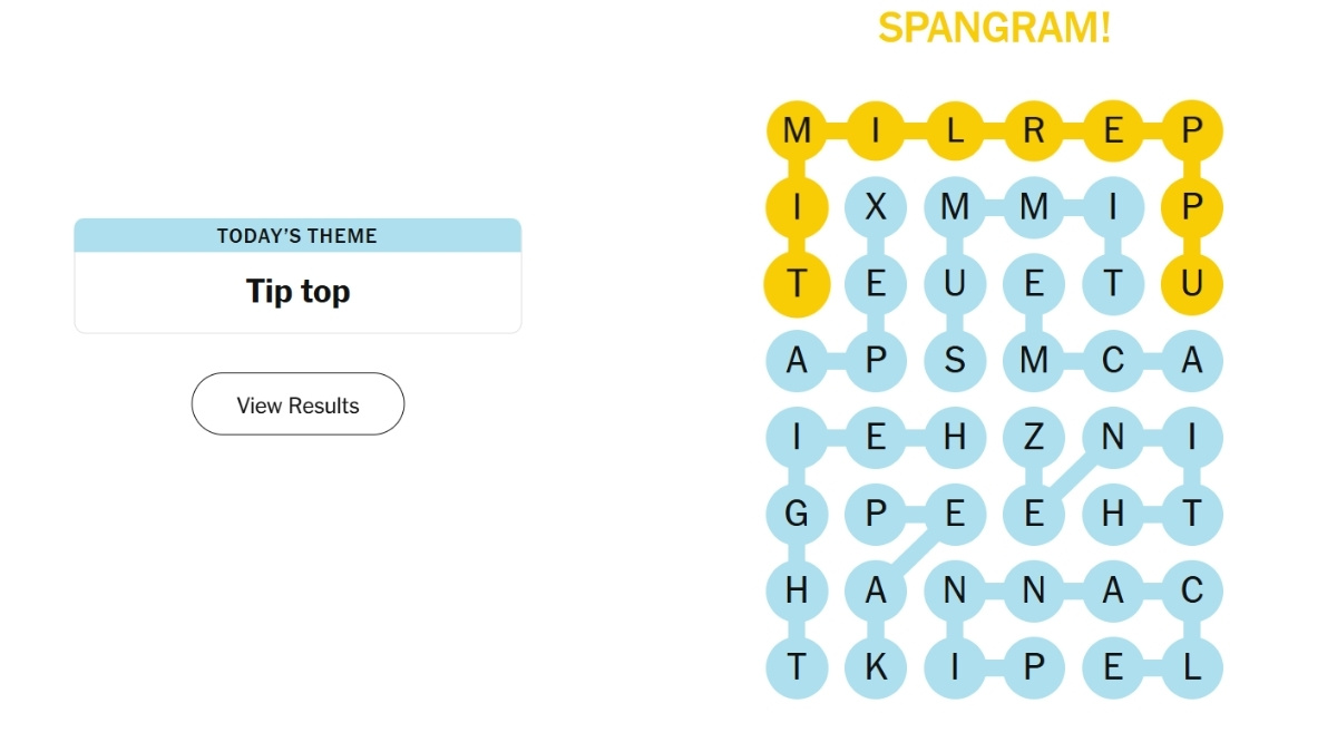 NYT Strands Answers and Spangram Tuesday's Tip Top Theme Nov 25, 2025