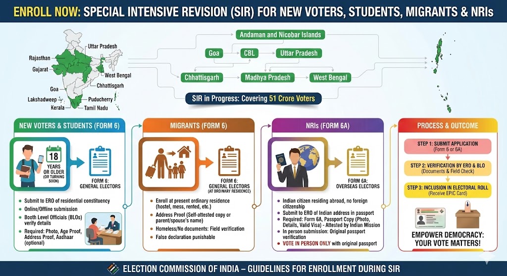 How new Voters, any students or NRI and Migrants can eroll during the SIR