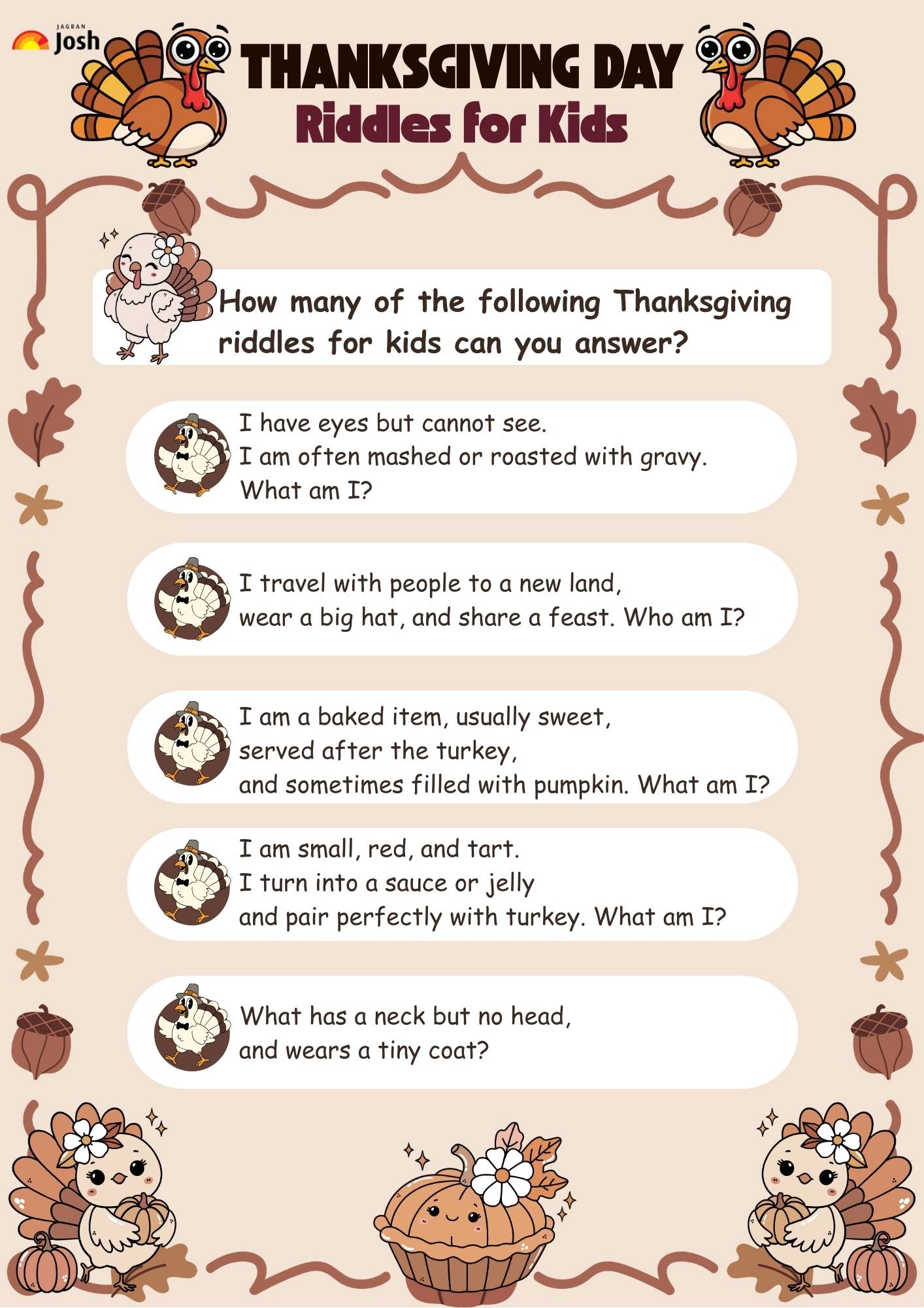 THANKSGIVING DAY Riddles for Kids