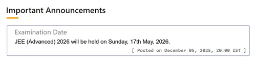 JEE Advanced 2026 Exam dates jee-notif