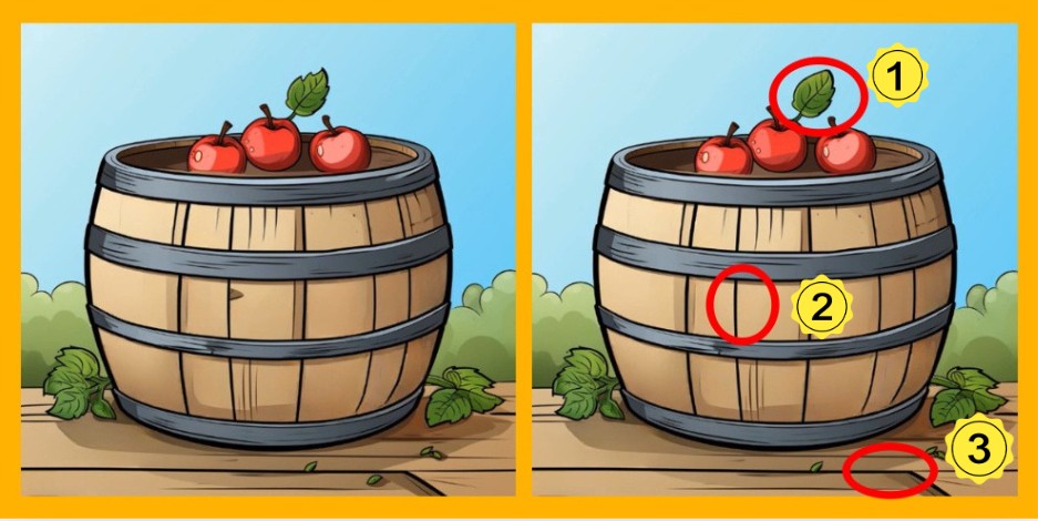 spot differences apples on a barrel solution
