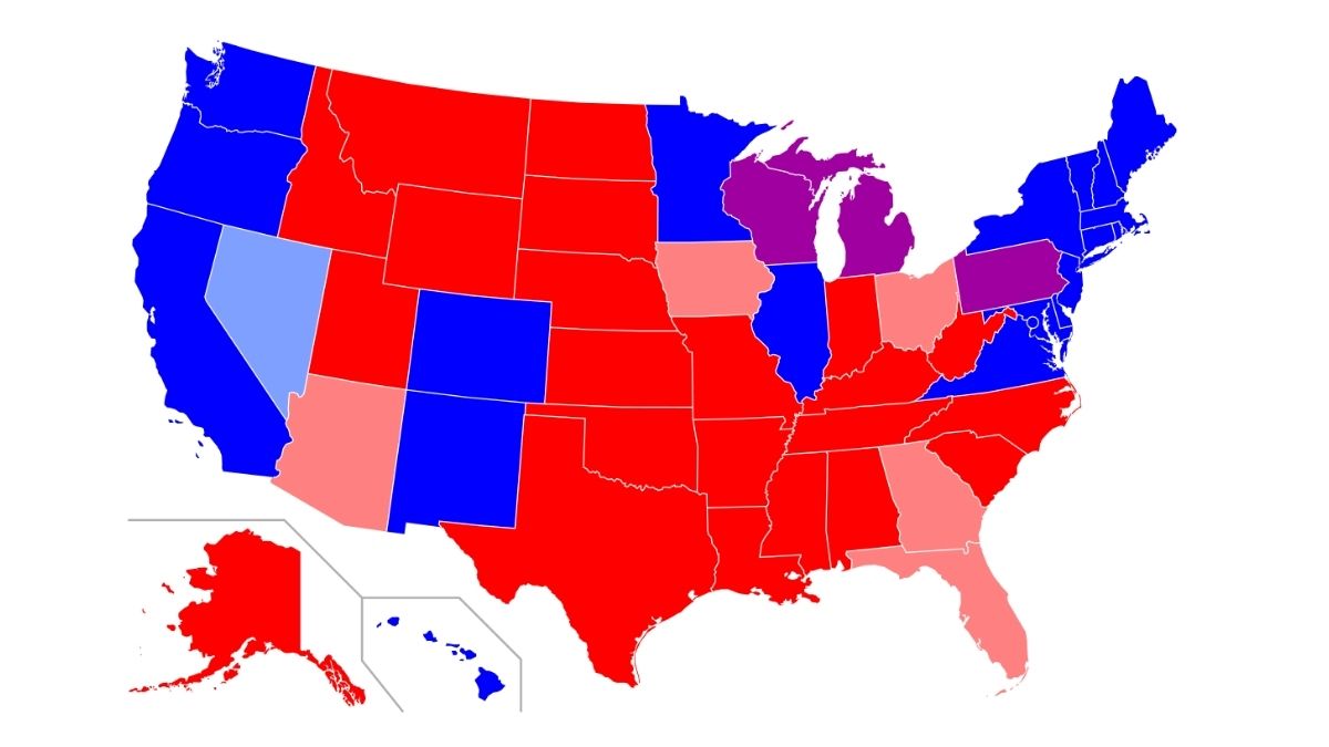 Red States Blue States map