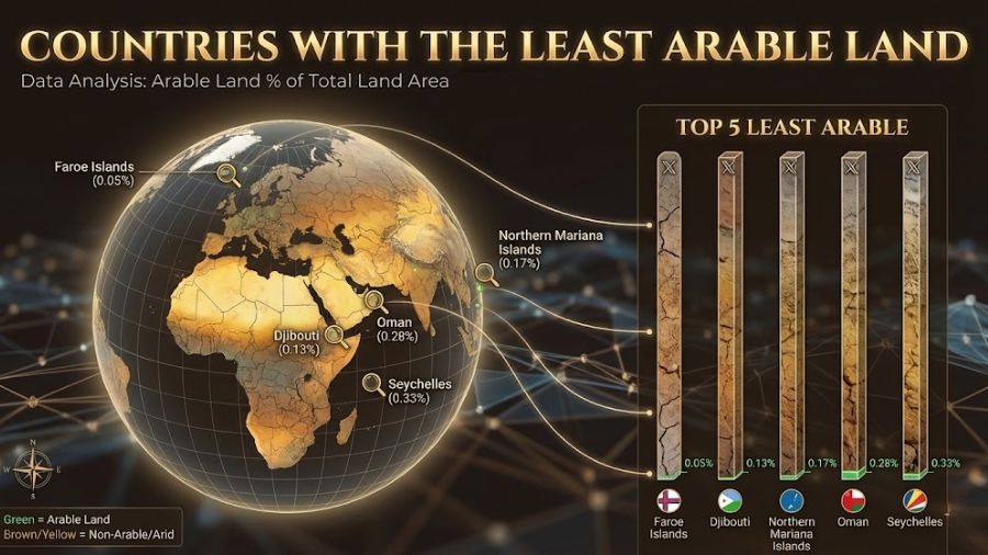 countries with least arable land