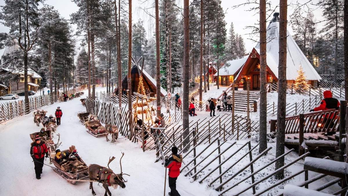 Santa Claus Village is located in Rovaniemi, Lapland, Finland, right on the Arctic Circle. 