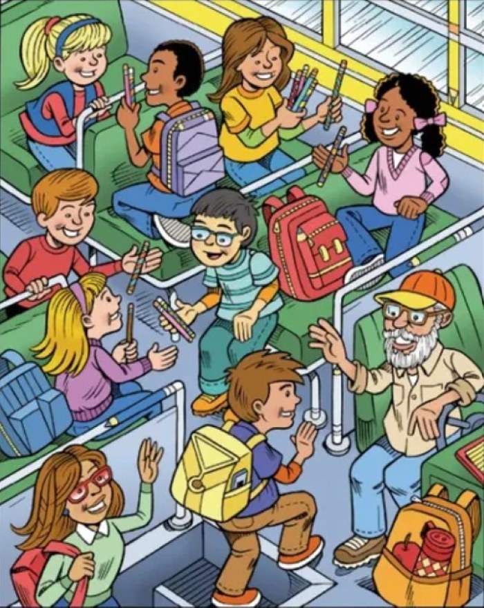 Find the hidden hanger in the school bus hanger-puzzle