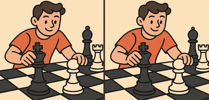Find 3 Differences in Man Playing Chess chess-puzzle
