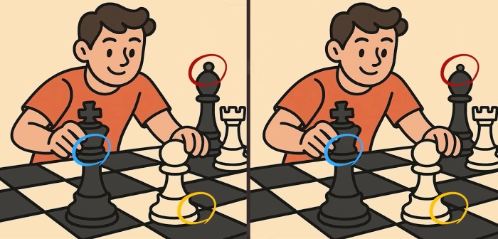 Find 3 Differences in Man Playing Chess chess-sol