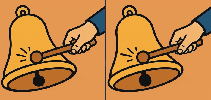Find 3 Differences in Man Ringing Bell bell-puzzle