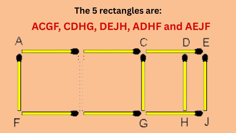 Move Any 1 Match to Create 5 Rectangles-solution