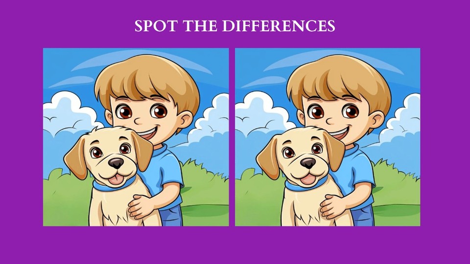 Spot differences between boy and dog