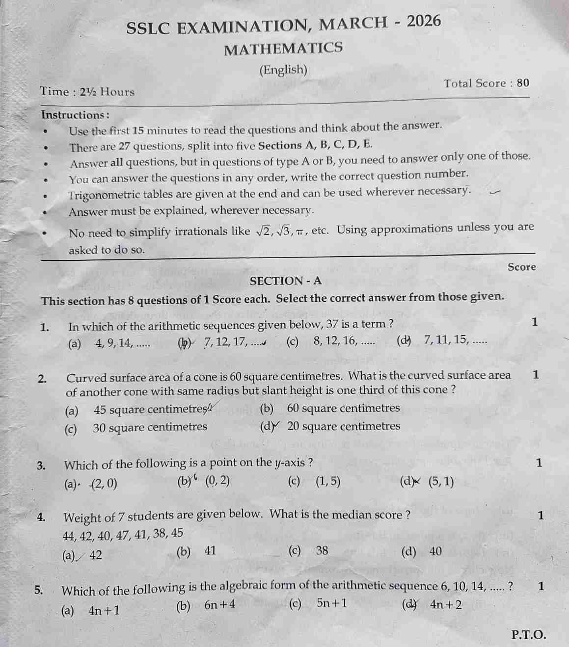 kerala sslc maths qp