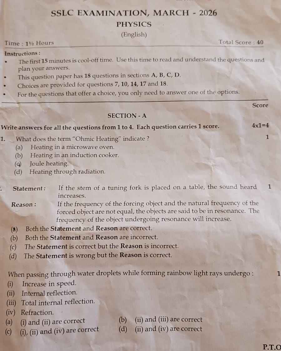 kerala sslc physics qp
