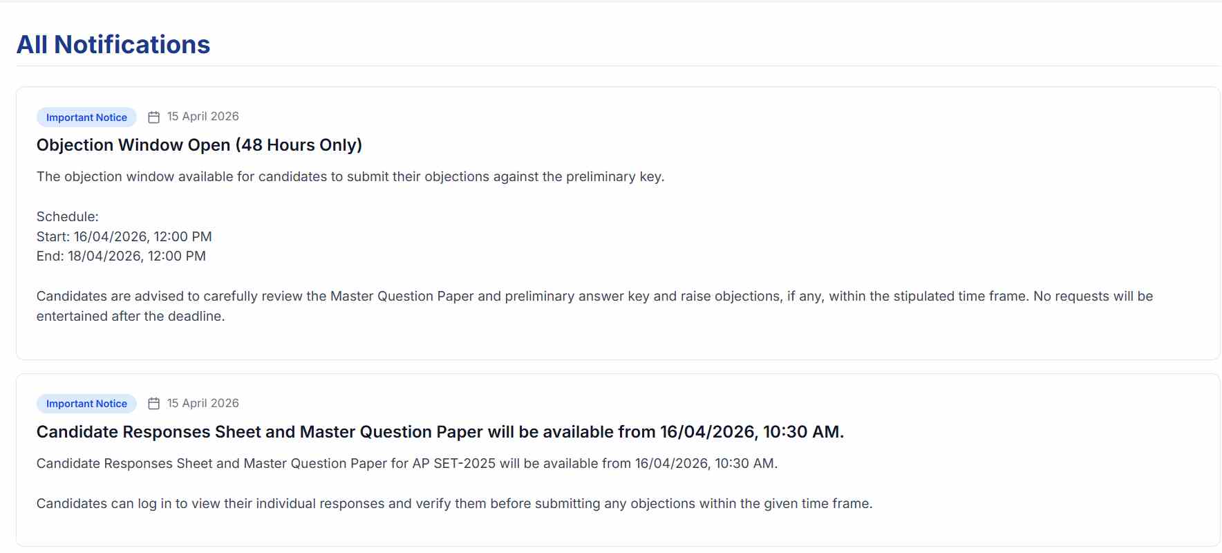 APSET answer key notice