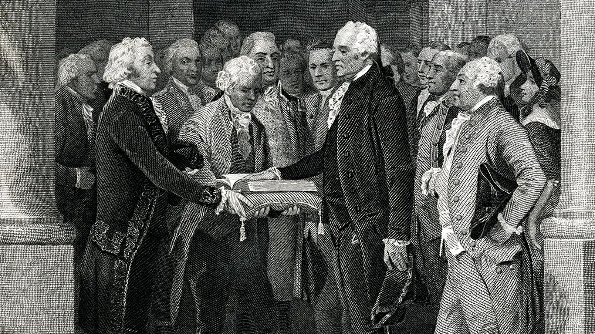 George Washington taking oath as first president of The United States
