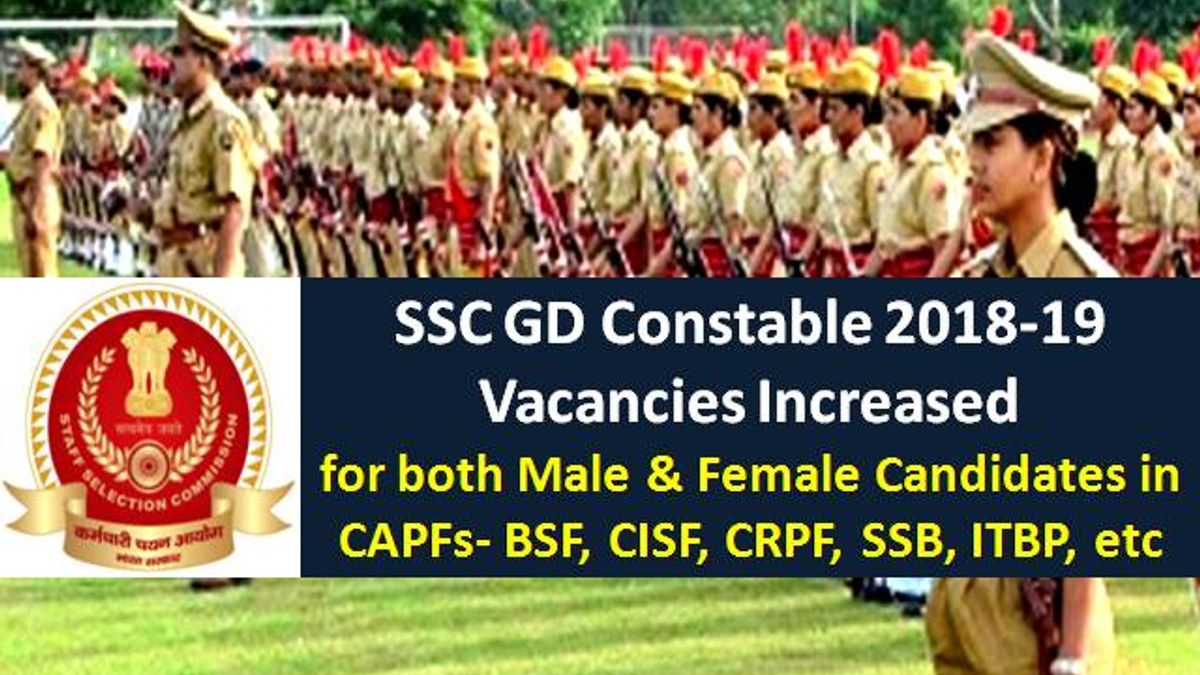 SSC GD Constable 2019 Vacancies Increased for both Male & Female Candidates