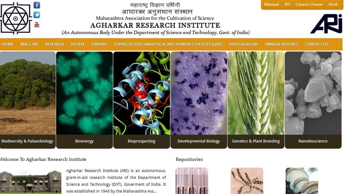 Agharkar Research Institute Pune (ARI Pune) Recruitment 2019 