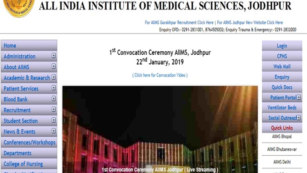 All India Institute of Medical Sciences Jodhpur (AIIMS Jodhpur) Recruitment 2019
