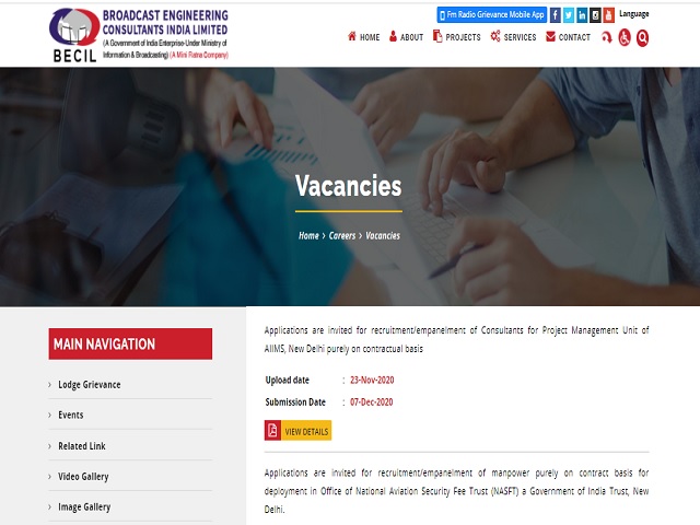 BECIL Online for Senior Consultant/Consultant Posts 2020
