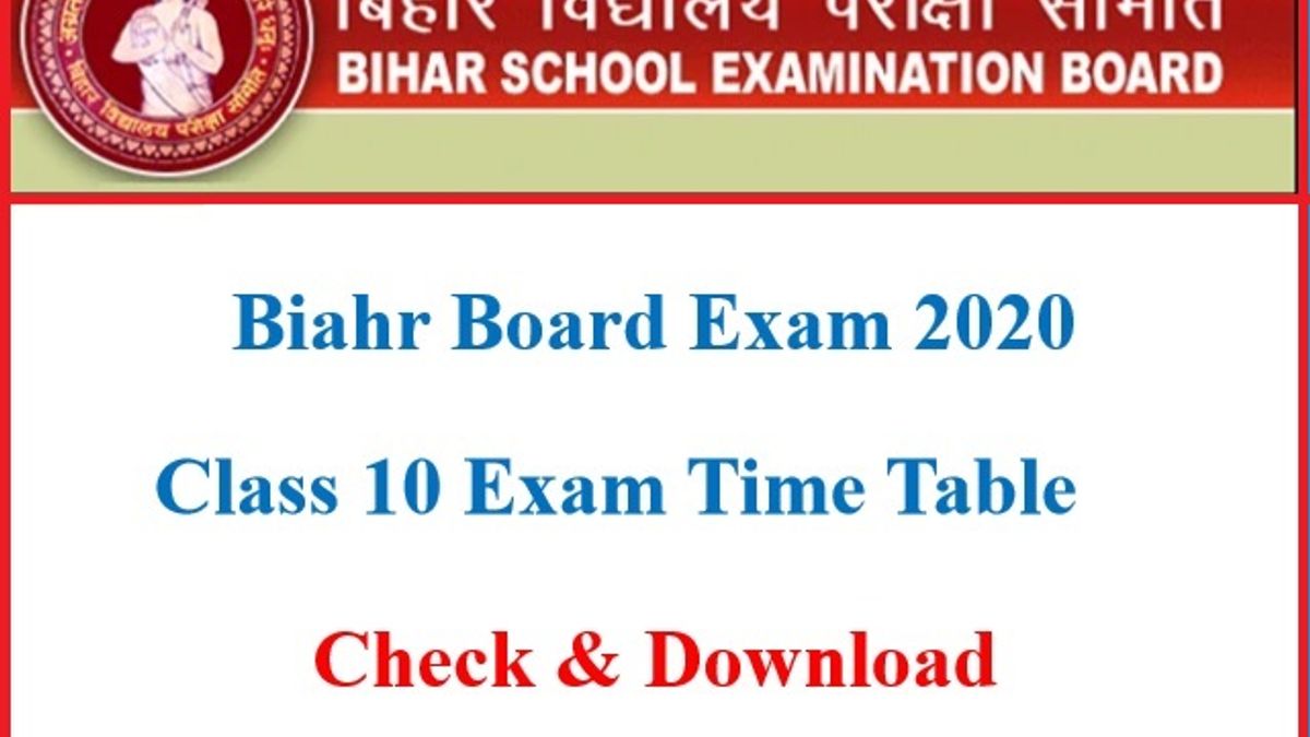 Bihar Board Class 10 Time Table 2020