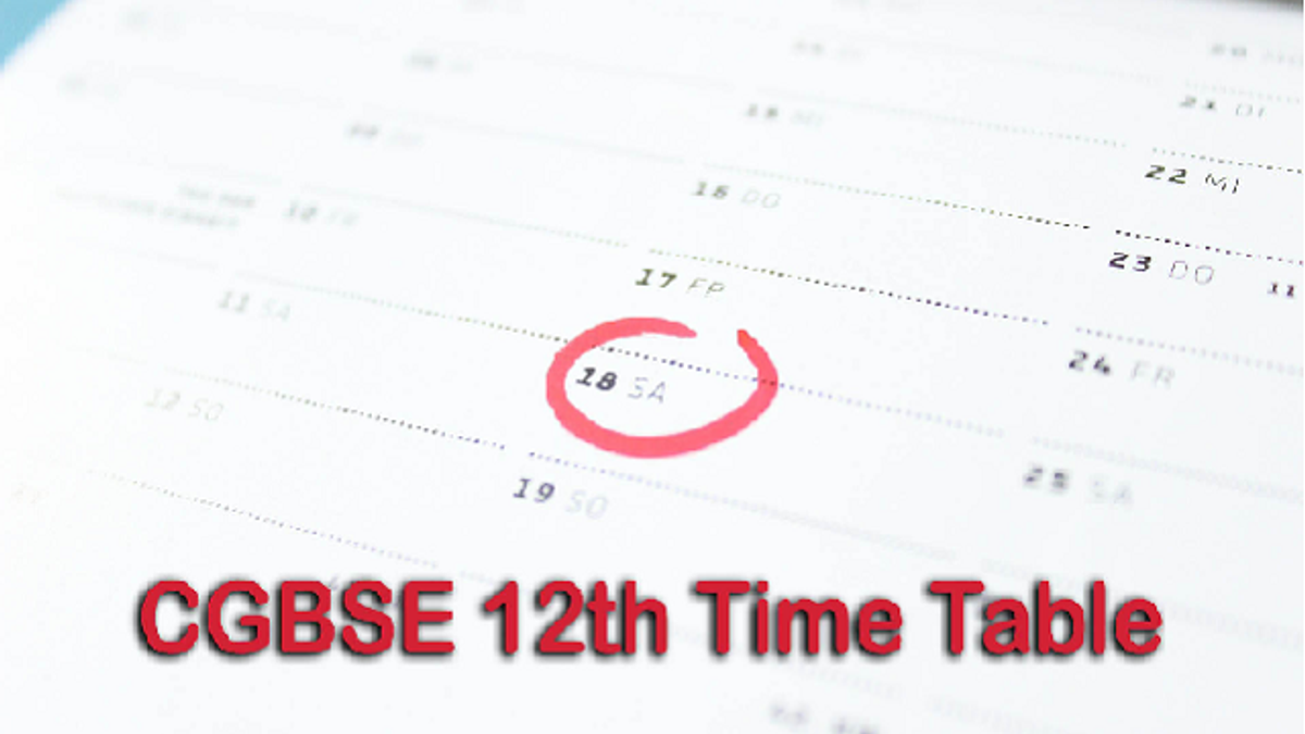 CGBSE 12th exam time table
