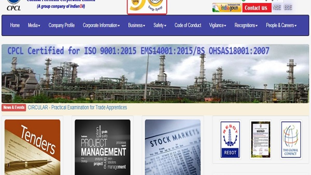 Chennai Petroleum Corporation Limited (CPCL) Trade Apprentices Posts 2020